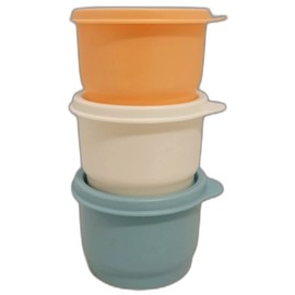Tupperware SET (3) Kühlschrank Uno 120 ml bunt orange weiß blau Dose Vorrat Frischhaltedose Julchen