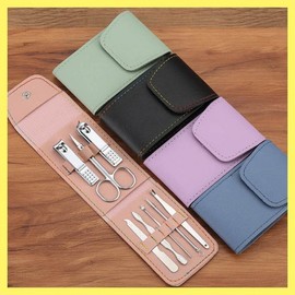 8-Piece Portable Beauty Care Nail Clipper Set - Splash-Proof Toenail Trimmer, Self Nail Care Kit with Stylish Storage Pouch LD-1149 Nail Care Set (8-Piece)/Navy/One Size 3ea