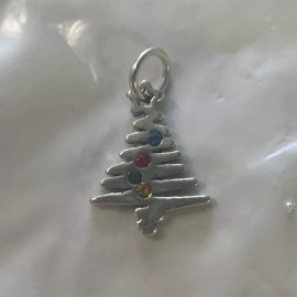 Artbeads STERLING SILVER CHRISTMAS TREE CHARM Holiday Colored Crystals Artbeads