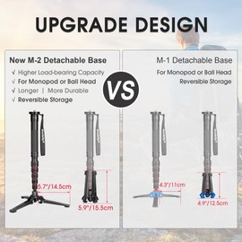 Manbily M-2 Monopod Base 3/8" Screw with Three Feet, Mini Desktop Tripod, Monopods Foot Stand Support Travel for DSLR Camera Ball Fluid Head Camcorder, Tilt 20° & Rotate 360° (Black)