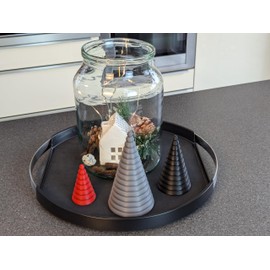 AcubycArt Decorative fir (set of 3) - for living area - modern design - plastic (grey, black, red)