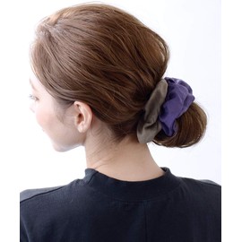 VINGTAINE HS-138-PU- Bi-Color Scrunchie Big, Large, Linen, Casual, Two-Tone Hair Accessory, purple