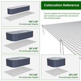 Olle Gopher Netting 18 Gauge 3/4 inch Rabbit Wire 74"X 50" Hardware Cloth 304 Stainless Mesh with 20 Galvanized Steel Staples Gopher Rabbit Barrier Welded Wire Mesh