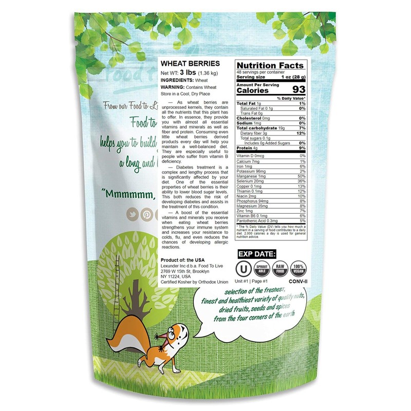 Wheat Berries, 3 Pounds — Non-GMO Verified, Sprouting for Wheatgrass,