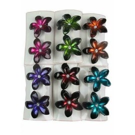 Unbranded 12 pieces Rhinestone Plumeria Hawaii Flower Hair Claw Jaw Clamp Clips Updo Lot