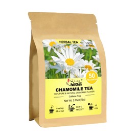 FullChea - Chamomile Tea bags, 50 Teabags, 1.5g/bag - Pure & Natural Chamomile Flower Herbal Tea for Relaxation - Non-GMO - Caffeine-free - Support Digestion & Boost Immune System