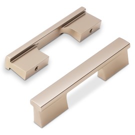 KOMOTIA 10 Pack Champagne Bronze Cabinet Pulls 3 Inch Hole Centers Kitchen Cabinet Handles Silver Drawer Pulls Cabinet Hardware