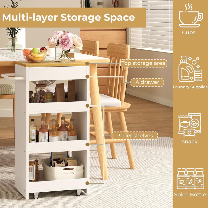 IRONCK Slim Storage Rolling Cart with Drawer and Wheels and