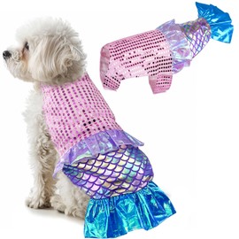 Sparkly Mermaid Costume for Large Dogs - Fish Birthday & Christmas Party Dog Clothes