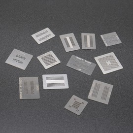 Ellbest 12pcs BGA Reballing Stencils Rework Station, Steel Template Mesh Directly Heat Set Kit for Laptop Desktop Graphics Card