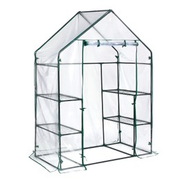 Miracle-Gro 4'8" x 29" x 6'5" All-Season Mini Walk-in Greenhouse with 4 Wire Shelves for Outdoors, Easy-Access and Durable, Translucent