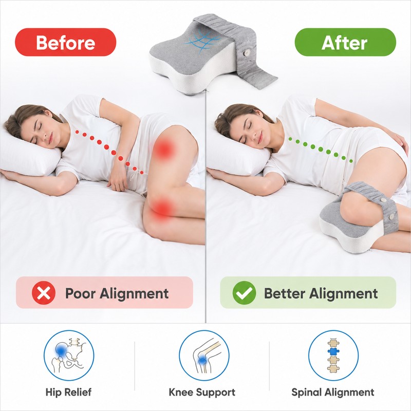 14-Inch Knee Pillow for Side Sleepers – Large Memory Foam