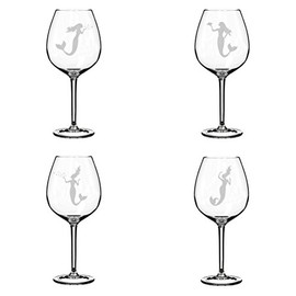 Set of 4 Wine Glass Goblet Mermaids (20 oz Jumbo)