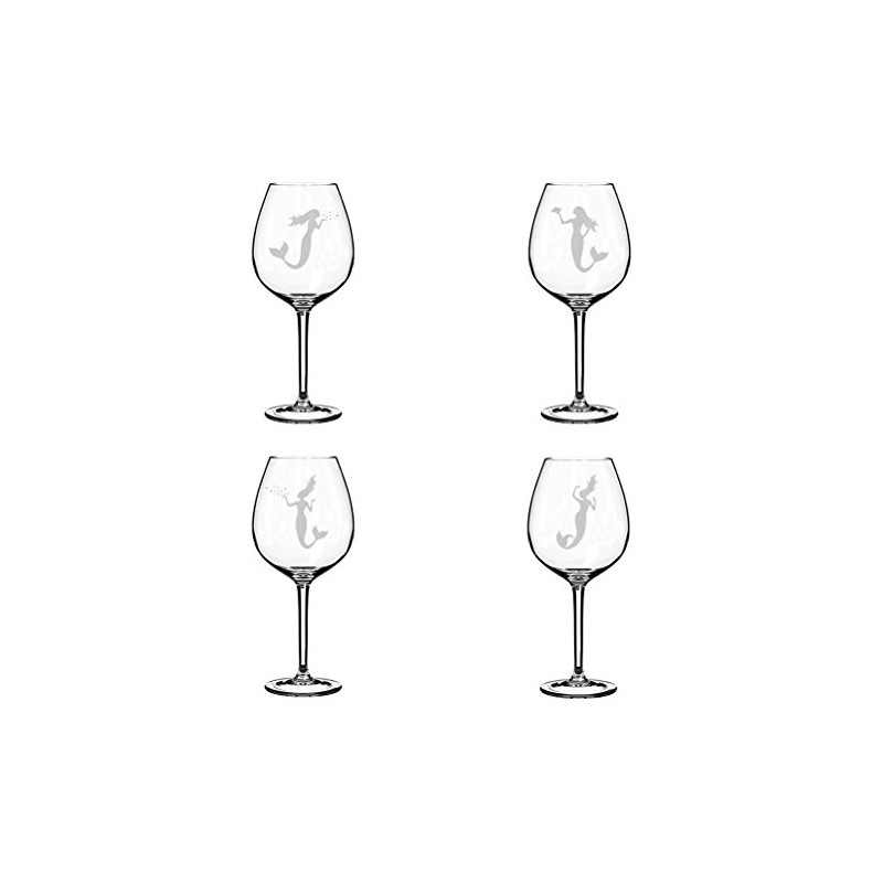Set of 4 Wine Glass Goblet Mermaids (20 oz Jumbo)