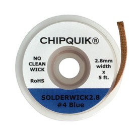(QTY 4) Chip Quik SOLDERWICK2.8 2.8mm Solder Wick (#4 Blue) - No Clean