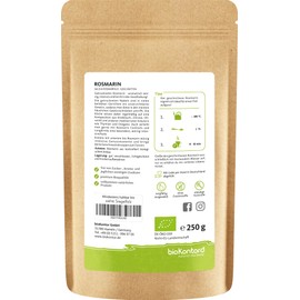 Rosemary Organic 250 g Cut and Dried Spice without Additives Rosemary from Controlled Organic Cultivation by bioKontor
