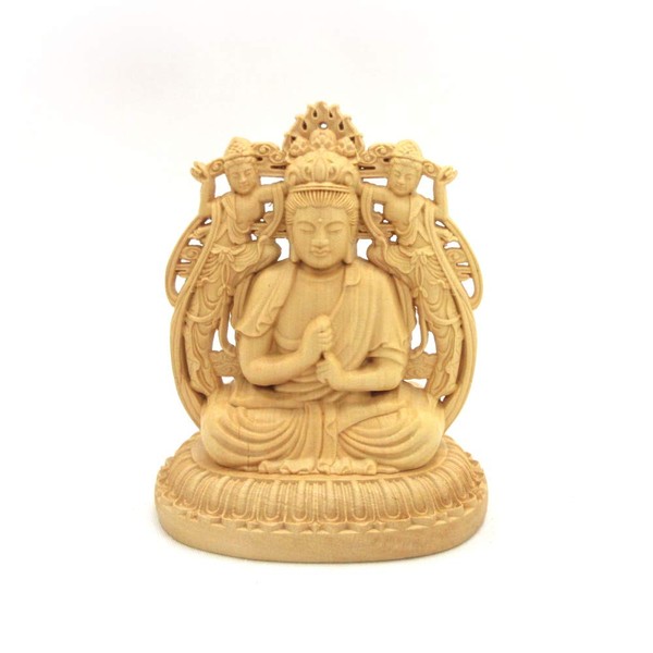 Kurita Buddha Statue Brand (Protection Honzon) Mini Eight Treasure Buddha Dainichi Nyorai (front and back target), Protection Honzon, New Year's Day (Total Height 3.3 inches (8.5 cm), Width 2.8 inches (7 cm), Depth 2.2 inches (5.5 cm)), Premium Wood Carv