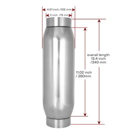 MXA 3 inch Exhaust Muffler, Round Straight Through Exhaust Muffler 3 in Resonator,Universal Stainless Steel 3" Resonator (3"x4"x13")