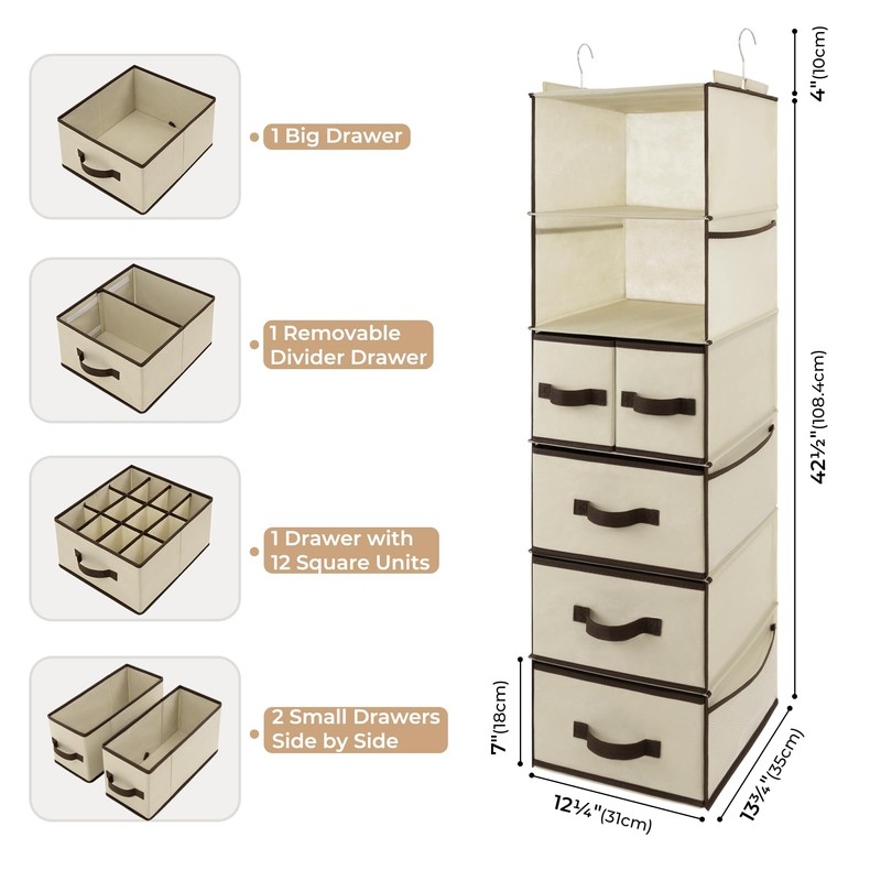 GRANNY SAYS Hanging Closet Organizers and Storage 6 Shelves, Closet