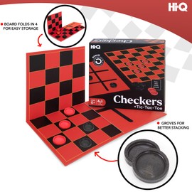 HI-Q Checkers & Tic-Tac-Toe Board Game for Kids: Unleash The Fun with Interlocking Pieces & Foldable Design
