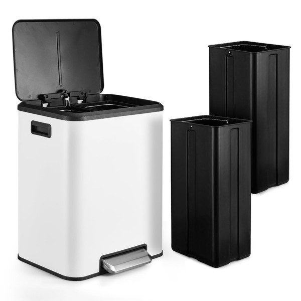GAOMON 30 Liter/8 Gallon Trash Can, Rectangular Hands-Free Dual Compartment