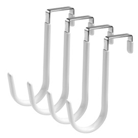 Gments 4Pcs Over Door Hooks Fits 4.5cm Single Over The Door Hangers Wide Kitchen Stainless Steel Towel Coat Hooks with Anti-Scratch Rubber Surface for Hanging Clothes Starter Garland, White