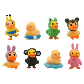 Wasisie Mini Plastic Ducks - 8PCS Colorful Mini PVC Ducks Set, Little Duck for Birthday Gifts, Cute Little Animals for Classroom Incentive DIY Craft Aquarium Garden Dollhouse Garden Landscape Deracor