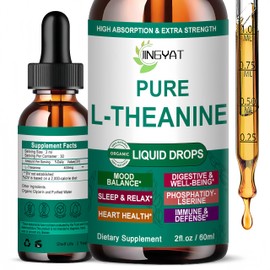 JINGYAT L Theanine Liquid Drops, Pure L-Theanine 400mg for Adults and Kids, Organic High Absorption L Theanine Supplement, Natural Focus Supplement, Non-GMO | Gluten Free | 30 Servings