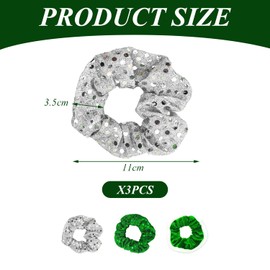 Pack of 3 Green Hair Bobbles Retro Hair Bobbles Shiny Hair Ties Fashion Hair Accessories Party Hair Accessories