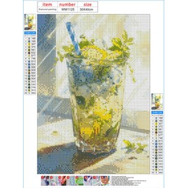 LEADINTOP Diamond Art Summer Cup Round Beads, 11.8 x 15.7 inches (30 x 40 cm), Diamond Painting Kit, Mosaic Art, Popular, Bead Art, Cute, Beginners, Adults, Kids, DIY, Handicraft Kit, Present, Arts,