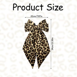Bliceon Leopard Hair Bow Clip with Long Tail - Leopard Print Bow Hair Clip, Fashion Hair Accessories for Women and Girls, for Cosplay and Everyday Styling - Yellow