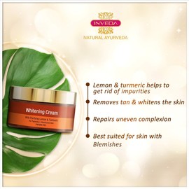 Inveda Whitening Cream with Purifying Lemon and Turmeric, Helps to Remove Dark Spots, Gives Fair, Healthy and Even Tone Skin, 50ml
