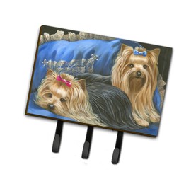 Caroline's Treasures PPP3293TH68 Yorkshire Terrier Yorkie Satin and Lace Leash or Key Holder, Wall Hooks, Key Hooks Holder, Coat Rack Wall Mount, Coat Hooks, Hooks for Hanging Keys, Towels, Aprons, Le