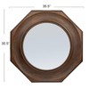 Creative Co-Op Hexagonal Carved Wood Framed Wall Mirror, Walnut
