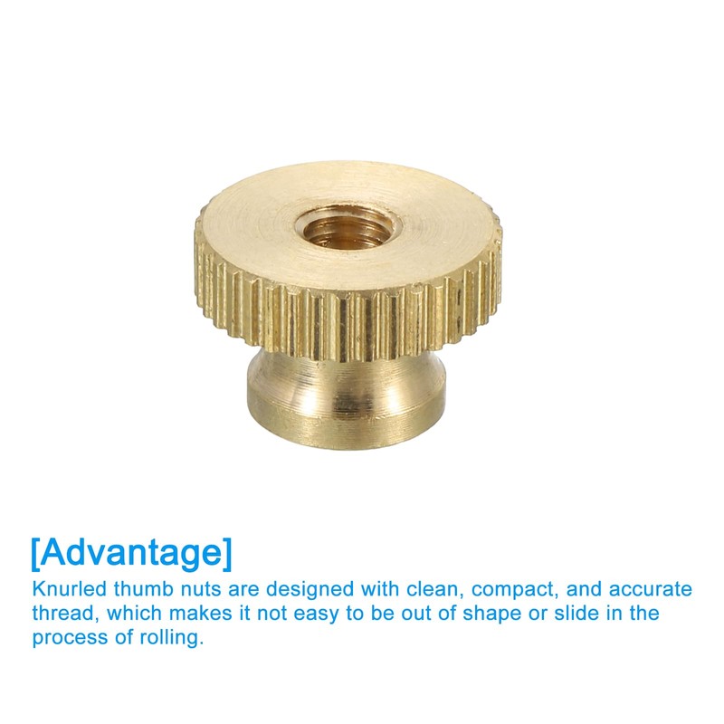 sourcing map Knurled Thumb Nuts, 6Pcs M4 x D12mm x