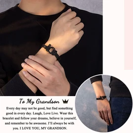 PINKDODO Grandson Bracelet from Grandma Nana, Birthday Gifts for Boys Grandson Gifts from Grandma Grandparents, Christmas Valentines DayGifts for Grandson Teenage Teen Boys