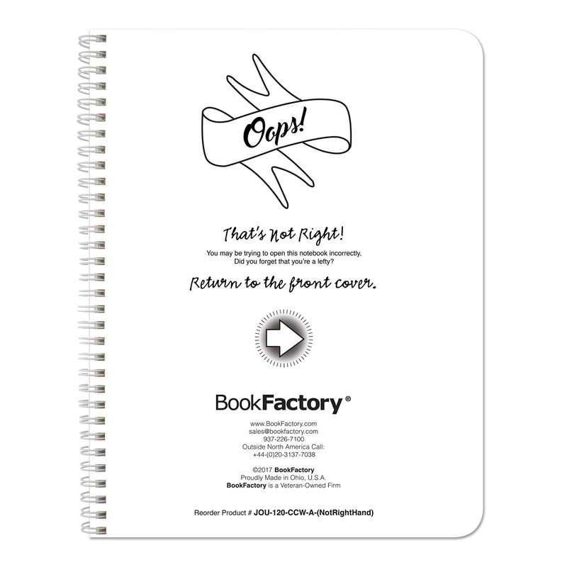 BookFactory NotRight (Left-Handed) Notebook/Lefty Not Right Notebook 120 Pages 8.5''