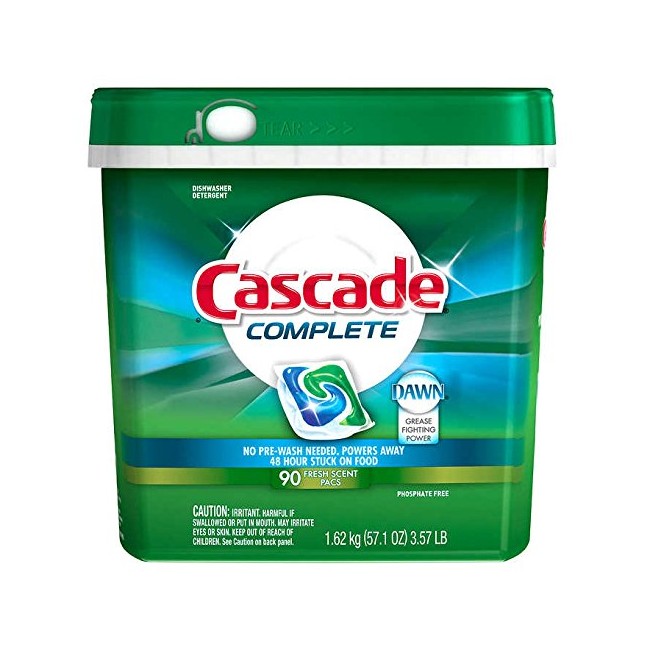 Cascade Complete Dawn Fresh Scent Pacs Dishwasher Detergent (Complete, 90 Count)