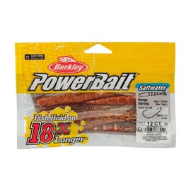 Berkley PowerBait Saltwater Bonga Shrimp Fishing Bait, New Penny, 4in, Irresistible Scent and Flavor, Realistic Shrimp Profile and Action, Perfect for Redfish, Trout, Snook and More