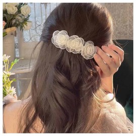 Inilbran Vintage Flower Hair Clips Rose Flower Hair Clips Lace Tulle Flower Hair Clips Flower Wedding Hair Clips Decorative Hair Accessories for Women and Girls Headpiece