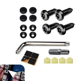 Ferianl 4Set Anti Theft License Plate Screws Kit, M6 (1/4") Tamper Proof License Screws, Stainless Steel Security Screw Accessories, Car Licenses Plate Frame Mounting Bolt Fastener Kit (Black)