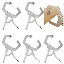 SHUESS 5 Pcs C Clamp Locking Pliers 11 Inch Vise Grip Clamps, Adjustable Welding Clamp with Regular Tip and Swivel Pad for Woodworking, Carpentry, Cabinetry, Welding and Repair