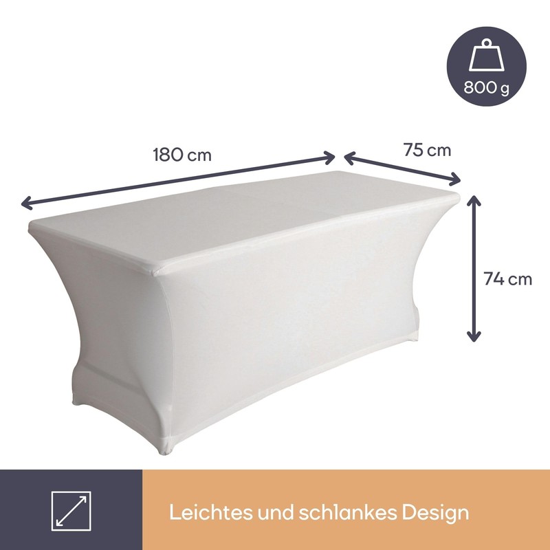 Velleman Table Cover Table Cover Husse Stretch Rectangular Washable White