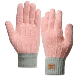 Winter Gloves for Women Knitted Touch Screen Mittens Ladies Gloves Winter for Running Working Pink