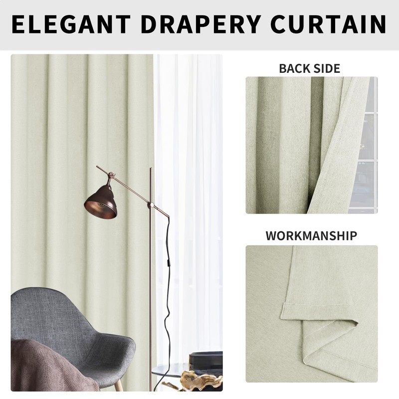 Easy-Going Linen Look Blackout Curtain 96 Inch Length Grommet Window