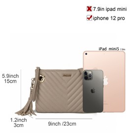 AFKOMST Women's Crossbody Bags Quilted Crossbody Shoulder Bags Multi Pocket Satchel Handbags Tasssel Messenger Purses Ladies Bag