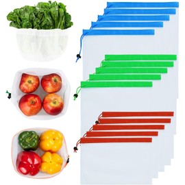 RUISTLI Bolsas Reutilizables 15 PCS,Bolsas de Tela Malla,Organizador de Verduras y Frutas,Bolsas para Supermercado Gran Capacidad,Bolsas para Mandado Ligera y Transpirable