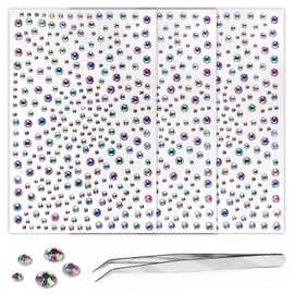 Self Adhesive Face Gems and Pearls for Makeup, Festival Jewels, Hair Gems, Rhinestone Stickers for Face, Eye, Makeup, Nail, Body, Crafts 3/4/5/6 mm 975Pcs (04.gem_whiteab)
