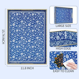 YXZHUOYU Boho Sturdy Acrylic Serving Tray with Handles,Rectangular Tray for Coffee Table,Food,Breakfast-Kitchen Countertop Tray,Ottoman Tray for Living Room,Plastic Decorative Tray (ART2, 30x40)