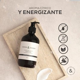 Crema Hidratante Corporal y de Manos Cítrico 500 ml | Fórmula Vegana con Aceite de Almendras y Aguacate | Sin Sulfatos ni Parabenos | Aroma Fresco y E